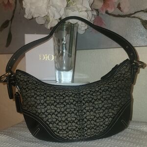 Coach Black and Gray Patterned Shoulder Bag